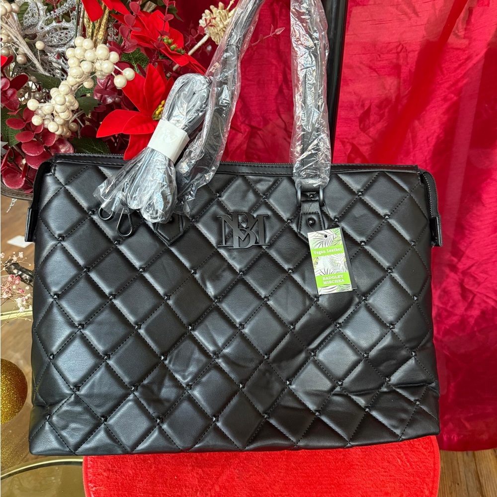 Elegant Black Quilted Tote Bag
